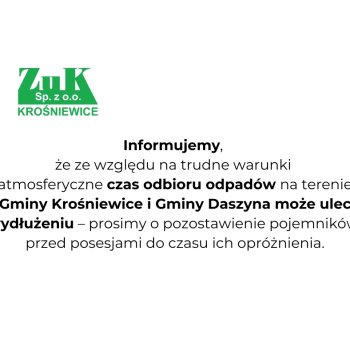 Ważny komunikat dla mieszkańców Gminy Krośniewice i Gminy Daszyna